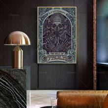 Decoração nórdica h. p. Lovecraft cthulhu arte da parede pintura da lona cartaz nouveau imagem abstrata para sala de estar decoração 2024 - compre barato