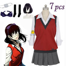 Anime Kakegurui Midari Ikishima Cosplay Costume Wig Eye Patch Shirt Vest Skirt Halloween Christmas Party Uniform Girl Suit 2024 - buy cheap