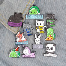 Enamel Animal Cartoon Brooches Panda Turtle Fox Rabbit Cat Students Brooch Bag T-shirt Neckline Pins Cute Badge 2024 - buy cheap