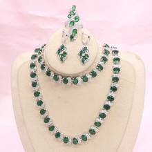 Conjuntos de joyas clásicas de plata 925 para mujer, joyería nupcial semipreciosa verde, collar, pendientes, anillo, pulsera, caja de regalo 2024 - compra barato