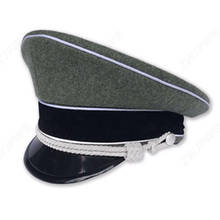 Visera de lana negra para oficial militar de Alemania, gorro de policía del ejército gris, mantiene el calor, accesorios de película para Cosplay 2024 - compra barato