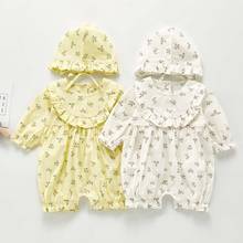 Baby Girl Romper Children Clothing Autumn Floral Cute Baby Onesie Jumpsuit Newborn Long Sleeve Romper With Hat 2024 - buy cheap