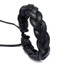 Pulsera tejida de cuero para hombre y mujer, brazalete de cuero, joyería punk, 2021 2024 - compra barato