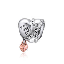 100% Real 925 Sterling Silver Chained Heart Charm Fits Pandora Bracelets Original Beads for Jewelry Making Kralen Wholesale 2024 - buy cheap
