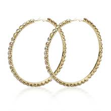 97mm AB Rhinestones Large Hoop Earrings For Women Crystal Statement Big Earrings Brincos Luxury Wedding Jewelry MANILAI 2024 - buy cheap