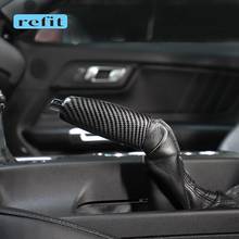 Cubierta de freno de mano de fibra de carbono para coche, cubierta de protección de engranaje de freno de mano interior para Ford Mustang 15-20, accesorios modificados 2024 - compra barato