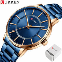 Marca Curren de acero azul para hombre, reloj de pulsera de cuarzo masculino, informal, a la moda, resistente al agua, de negocios, de lujo 2024 - compra barato