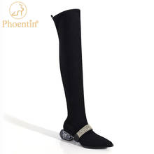 Phoentin/женские ботфорты с жемчугом; Растягивающиеся тонкие женские высокие сапоги; Женская обувь с острым носком; 2020; Обувь на каблуках со стразами; FT1167 2024 - купить недорого