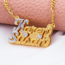 VishowCo Custom Name Necklace Personalized Stainless Steel Double Plated Two Names Nameplate Gold Choker Necklace For Women Gift 2024 - buy cheap