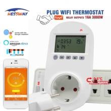 Hessway-termostato de aquecimento interno tuya, controle de temperatura, wi-fi, para plugue eur de 16a, fio infravermelho, chão quente 2024 - compre barato