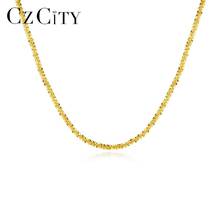 Czcity colares de prata esterlina 925 autêntica, joias elásticas para mulheres, meninas, joias finas cores douradas, vida diária 18k 2024 - compre barato