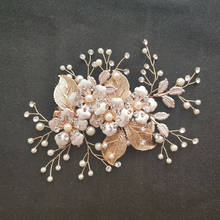 SLBRIDAL Handmade Golden Crystal Rhinestone Pearls Wedding Hair Clip Barrettes Bridal Headpiece Hair accessories Women Jewelry 2024 - buy cheap