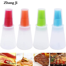 Zhangji 1 Pcs Portable Silicone Oil Bottle with Brush  High Temperature Baking 0il Control Barbecue Brush  BBQ Tool 2024 - buy cheap