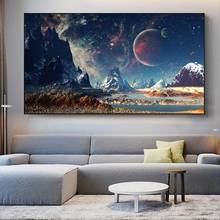 Pintura en lienzo del universo, estrellas, planetas, paisaje, carteles e impresiones, Galaxia espacial, imagen artística de pared para sala de estar 2024 - compra barato