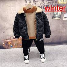 Baby Boys Christmas Autumn Warm Winter Coat+Knitted Sweater+Thickened Jeans 3Pcs Infant Kids Children Sports Suit Toddler Clothe 2024 - buy cheap