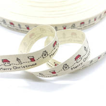 Cintas de algodón estampadas para decoración de boda y Navidad, tela de costura DIY, 5 yardas, 15mm, #04 2024 - compra barato