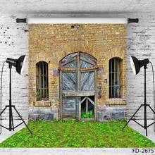 Spring Grass Brick House Old Door Backdrop Baby Children Portrait Outdoor Scenic Photography Background Photocall Photo Studio 2024 - buy cheap