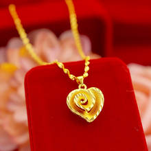 KOREAN REAL 18K GOLD NECKLACE PENDANT FOR WOMEN WEDDING ENGAGEMENT JEWELRY PEACH HEART CHAIN NECKLACE CHOKER BIRTHDAY GIFTS 2024 - buy cheap