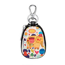Женская сумка для ключей с милым Рисунком Слона из искусственной кожи для девочек, кошелек для ключей, держатель для ключей для автомобиля, чехол, новый кожаный чехол для ключей 2024 - купить недорого