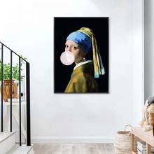 Mundo famoso fotos retro bolha mulher pintura nordic figura arte da parede lona cartaz moderno sala de estar decoração 2024 - compre barato