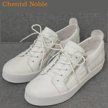 Chentel-zapatos de cuero Noble para hombre, calzado informal de fiesta, Tenis planos de alta calidad, talla grande, Color blanco 2024 - compra barato