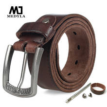 MEDYLA-Cinturón de cuero Natural para hombre, hebilla de Metal duro Retro, cinturón de cuero italiano suave para pantalones vaqueros, accesorios para regalo 2024 - compra barato