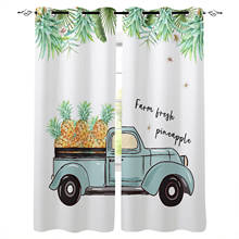 Pineapple Truck Tropical Plant Print Curtains for Living Room Drapes Cortinas for Kids Boy Girl Bedroom Window Treatments 2024 - buy cheap