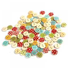 100 pçs cor misturada rústico xadrez botão 15mm artesanal pequeno de madeira diy roupas botões artesanato scrapbooking costura acessórios 2024 - compre barato