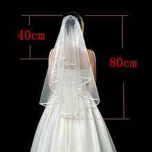 Véu de noiva branco de marfim com duas camadas, acessório simples de casamento, para mulheres 2024 - compre barato