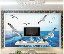 Papel de parede com foto personalizada 3d, papel de parede com vista 3d para paredes grupo de pássaros do mar bonito seagull papel de parede de fundo de tv 2024 - compre barato