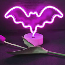 Bat Neon Signs LED Neon Night Light with Base Holder Table Decor for Kids Room Bedroom Halloween Party Wedding Xmas Decorations 2024 - купить недорого