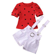 Conjunto de ropa de verano para niñas pequeñas, camiseta para bebés, Tops, pantalones, peto, trajes de verano, 1-6T 2024 - compra barato