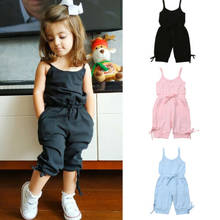 1-6Y Summer Clothing Baby Girl Solid Romper Toddler Bib Pants Sleeveless Jumpsuits Children Overalls Outfits 2024 - buy cheap