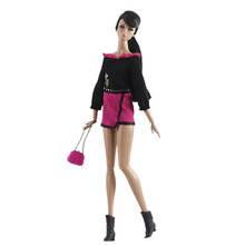 1/6 BJD Dolls Accessories Classic Black Rosy Long Sleeve Doll Dress for Barbie Clothes Outfits Handbag Kids & Baby Dollhouse Toy 2024 - buy cheap