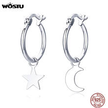 WOSTU S925 Moon & Star Silver Drop Earrings  Authentic 925 Sterling Silver Earrings 2019 New Jewelry Making CQE681 2024 - buy cheap