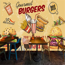 Custom Soda Drink Burgers Western Fast Food Restaurant Background Wall Mural Wallpaper 3D Snack Bar Hamburger pizza Wall Paper 2024 - buy cheap