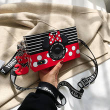 Bolsa de couro pu feminina, bolsa clutch com alça carteiro e alça de mão, mickey e minnie, nova, 2019 2024 - compre barato