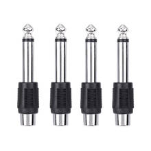 4 pces rca/av fêmea jack para 6.35mm 1/4 Polegada macho mono adaptadores de áudio conectores plugues para diy microfone fm 2024 - compre barato