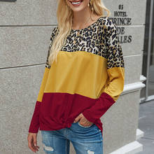 Camiseta con estampado de leopardo para mujer, remera de manga larga con diseño de bloques de Color, Tops holgados informales, blusa de diario Harajuku, D30 2024 - compra barato