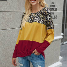 T-shirt for Women Leopard Print Patchwork Color Block Long Sleeve Tee Shirts Lady Casul Loose Tops Blusas Daily Harajuku Top D30 2024 - buy cheap