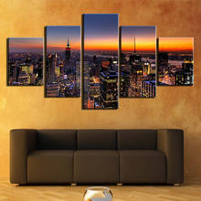 Wall Artwork Canvas Modular Poster 5 Panel City View Home Decoration Paintings HD Printed Living Room Framework Building Picture 2024 - buy cheap