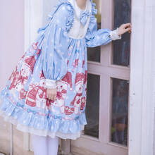 Japonês doce lolita vestido pequeno urso op vestido lolita bowknot vestido vitoriano kawaii menina gothic lolita op loli cos 2024 - compre barato