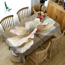 Novo 3d diamante flor toalha de mesa borboleta e glória da manhã lavável engrossar algodão pano retangular e redonda toalha de mesa 2024 - compre barato