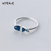 WYEAIIR Blue Fish Simple Sweet Cute Student Gift Personality 925 Sterling Silver Female Resizable Opening Rings 2024 - buy cheap
