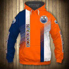 Blue orange stitching color ball printing sweatshirt Edmonton men's casual Oilers hoodie 2024 - buy cheap