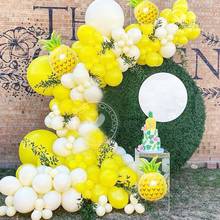 116pcs Yellow  White Balloon Garland Arch Kit Big Aluminum Foil Pineapple Balloon Wedding Birthday Baby Shower Decorations 2024 - buy cheap