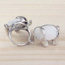 Anillo de dedo con forma de elefante y piedra howlita blanca ajustable, joyería Animal chapada en plata, a la moda 2024 - compra barato