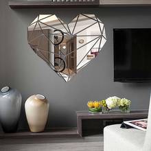Pegatinas de espejo acrílico con forma de corazón 3D, decoración artística para el hogar, sala de estar, dormitorio, rompecabezas geométrico creativo 2024 - compra barato