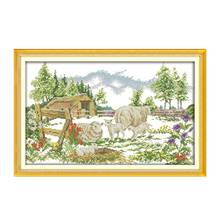 The Farm Landscape Counted Cross Stitch Patterns 14CT 11CT Printed Fabric Handmade Cross Stitch Kits Embroidery Needlework Sets 2024 - buy cheap