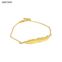 ANDYWEN-pulsera de cadena de hojas grandes de oro y plata de ley 925, joyería Rock Punk, joyería fina de lujo, 2020 2024 - compra barato